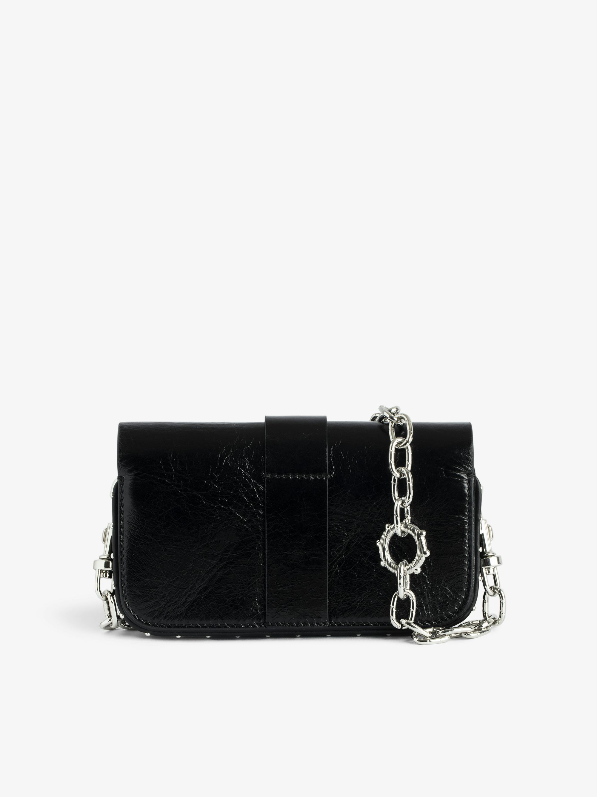 Kate Wallet Bag - Mini bag in vintage-effect leather with a metal ring and chain.